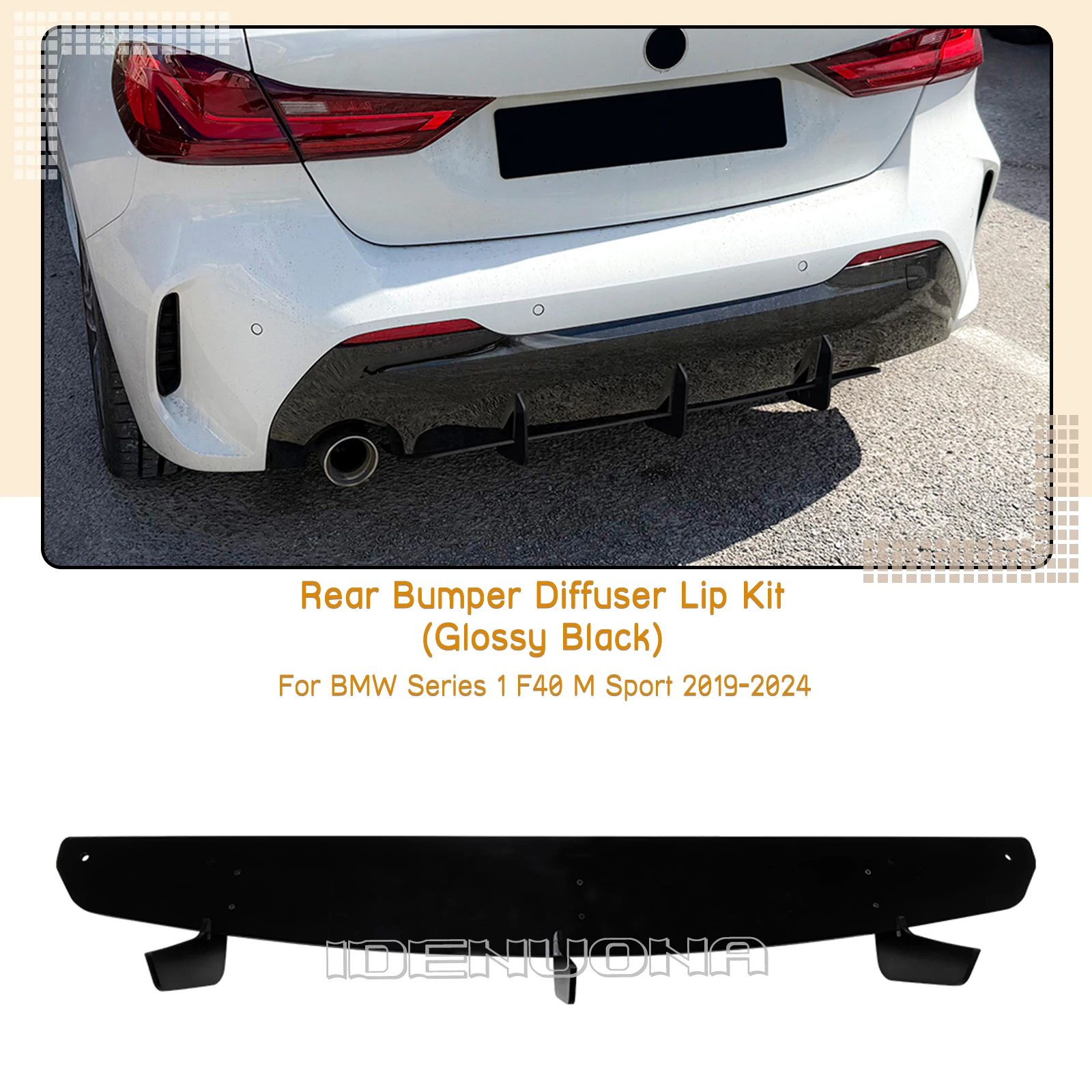 

Car Rear Shark Fin Spoiler Bracket Splitter Lip Baffle For BMW 1 Series F40 M Sport 2019 2020 2021 2022 2023 2024