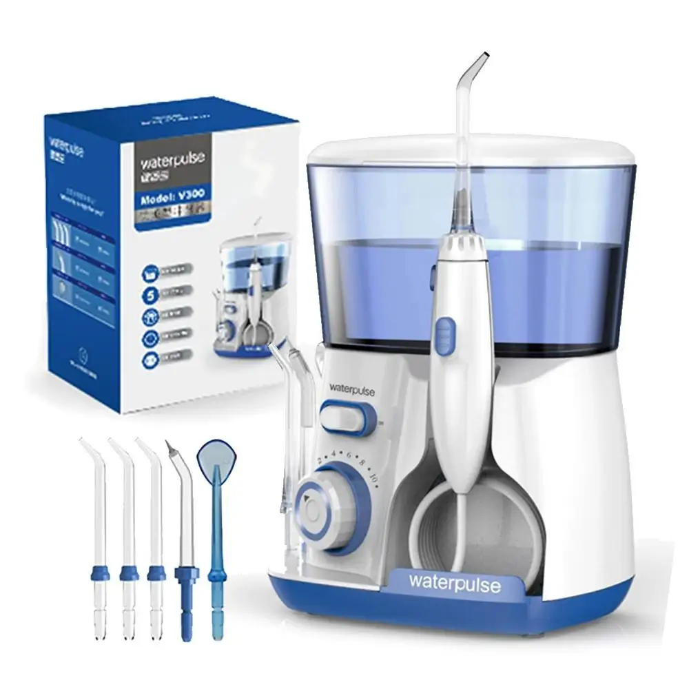 Waterpulse V300 irrigateur Oral 5 pièces conseils fil dentaire électrique nettoyant 800ml hygiène buccale fil dentaire pour les soins bucco-dentaires