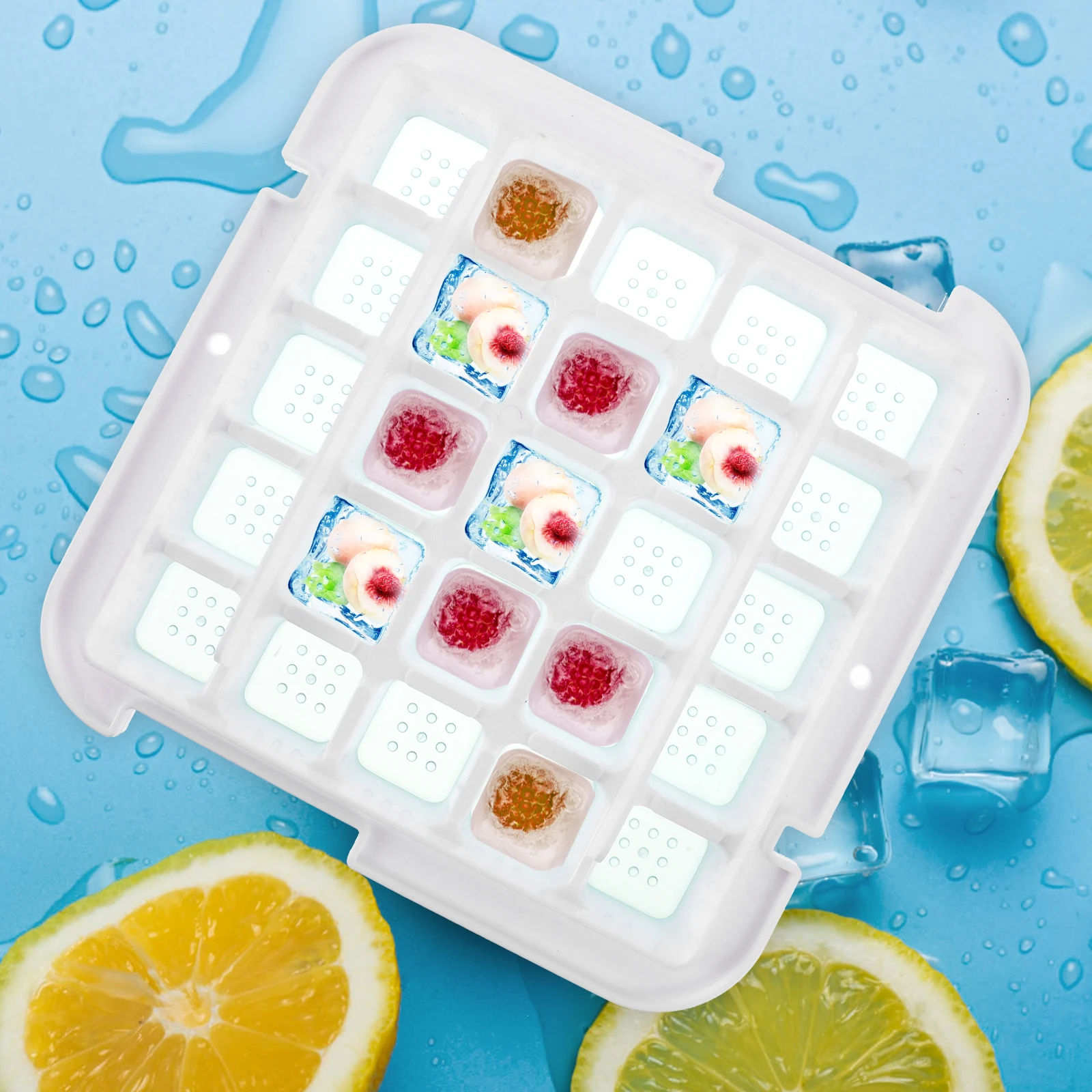 

1Set Ice Cube Mold Lid Design Spill Proof for Freezer Home Kitchen Chocolate Jelly Candy Tray