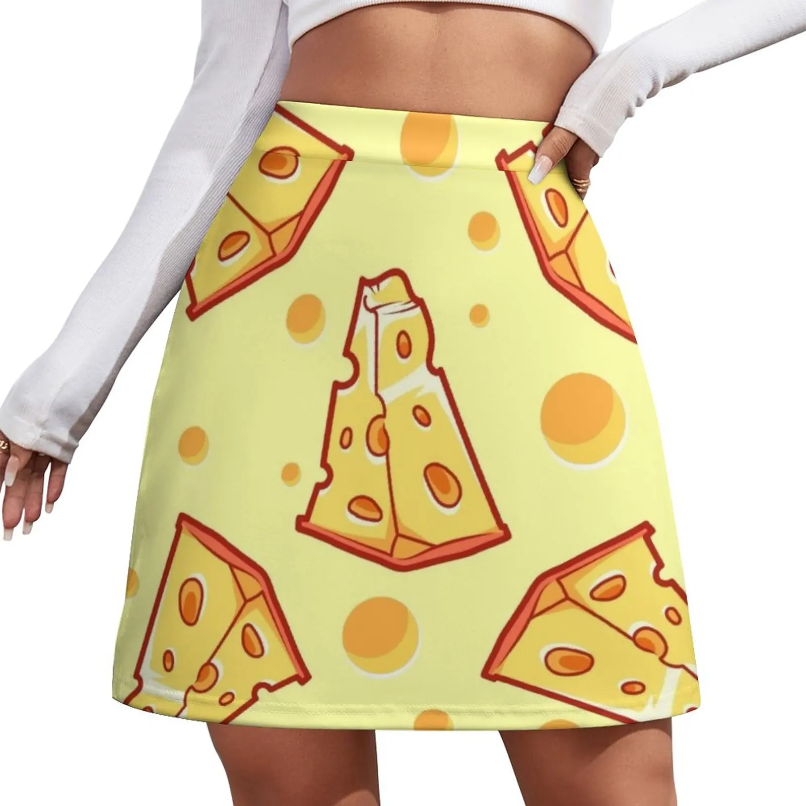 

Pattern with a slice of cheese on a light yellow background Mini Skirt extreme mini dress summer dress for women 2023