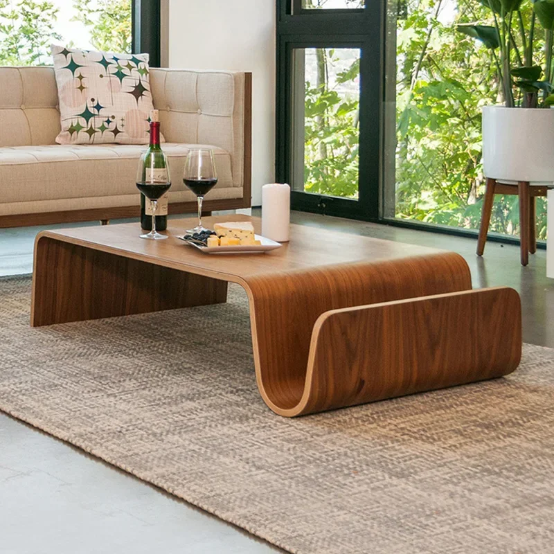 Modern Minimalist Designer Living Room Creative Coffee Table Nordic Ancient Large Curved Wood Tea Table Home Furniture SGKT