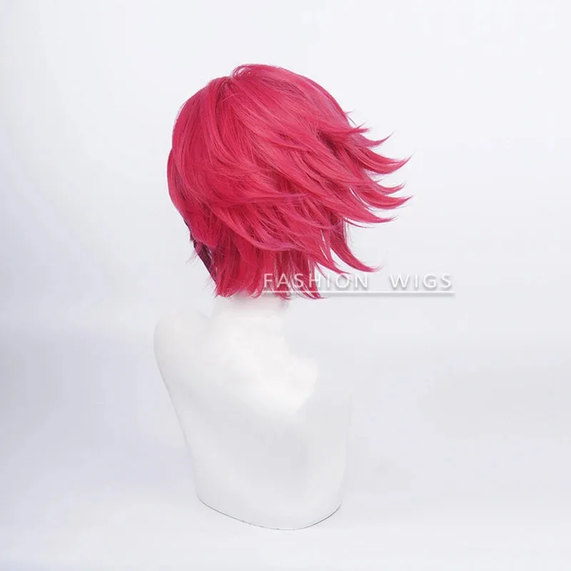 Game LoL Arcane VI Cosplay Wig Rose Red Heat Resistant Short Hair Wigs Women Men Halloween Party Carnival Role Play Accessories
