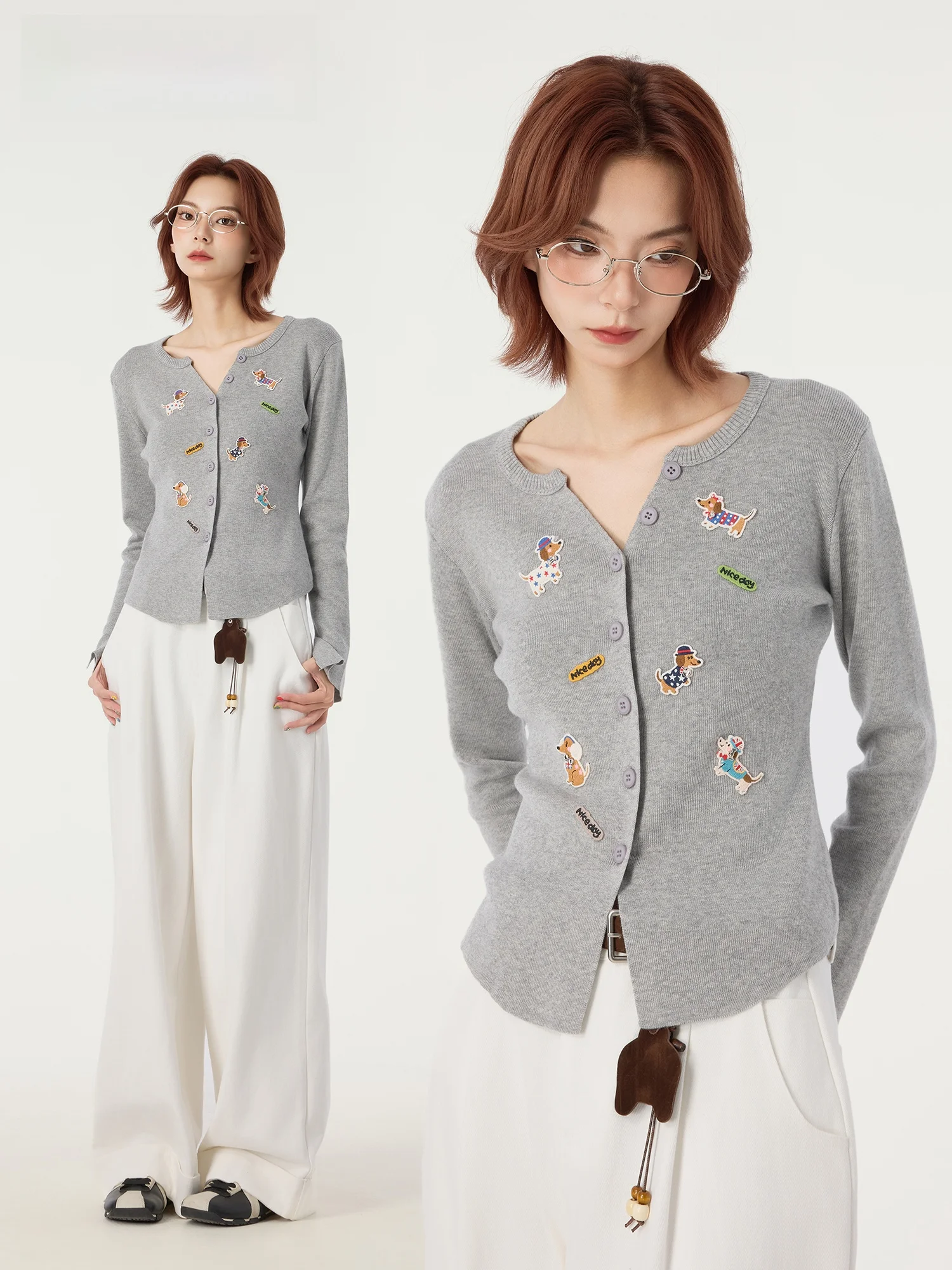 

Очаровательный вязаный кардиган Long Sve Didimax, зимнее новое поступление, женский свитер из смеси полиэстера с животным узором Bae Design...