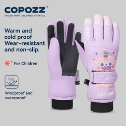 COPOZZ Nuovi Guanti da sci per bambini 3M Thinsulate Guanti termici invernali resistenti all'usura Guanti da snowboard impermeabili per bambini