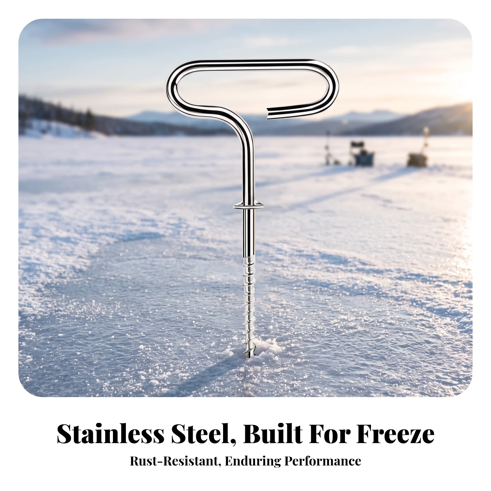 Ice Anchor Compact Ice Fishing Tent Stake Screw-in Anchor Long-Lasting Tent Stake with T Handle Portable for Winter Campers
