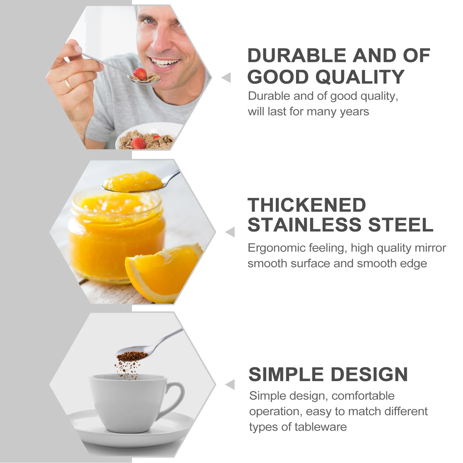 

12Pcs Stainless Steel Dinner Spoons Square Flat Metal Spoons for Restaurant Bar Home Salad Dessert Tableware