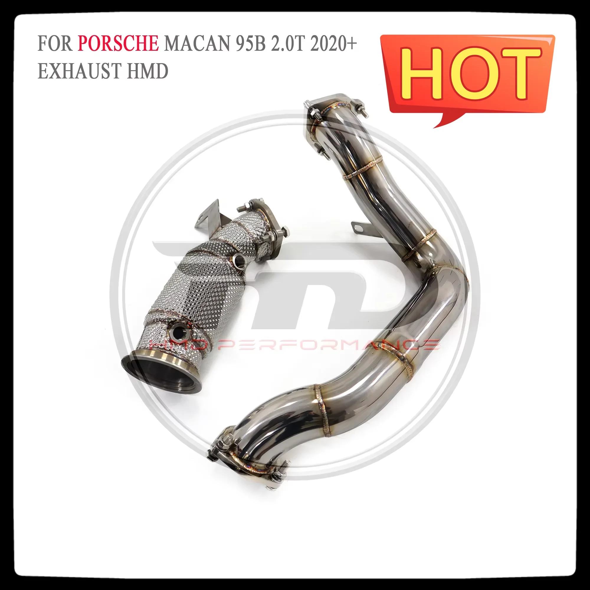 

HMD Exhaust System High Flow Per Downpipe for Porsche Macan 95B 2.0T 2020+ With OPF Heat Shield Racing Pipe