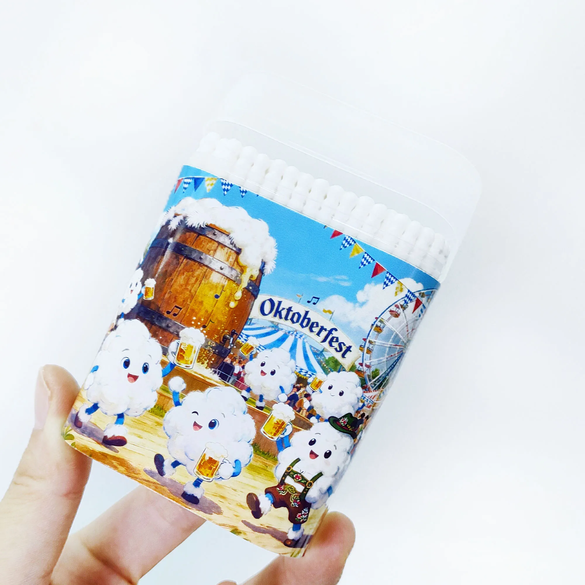 200 قطعة/600 قطعة مسحات قطنية تحت عنوان مهرجان البيرة، مسحات قطنية متعددة الوظائف برأسين، مسحات قطنية مستديرة حلزونية.