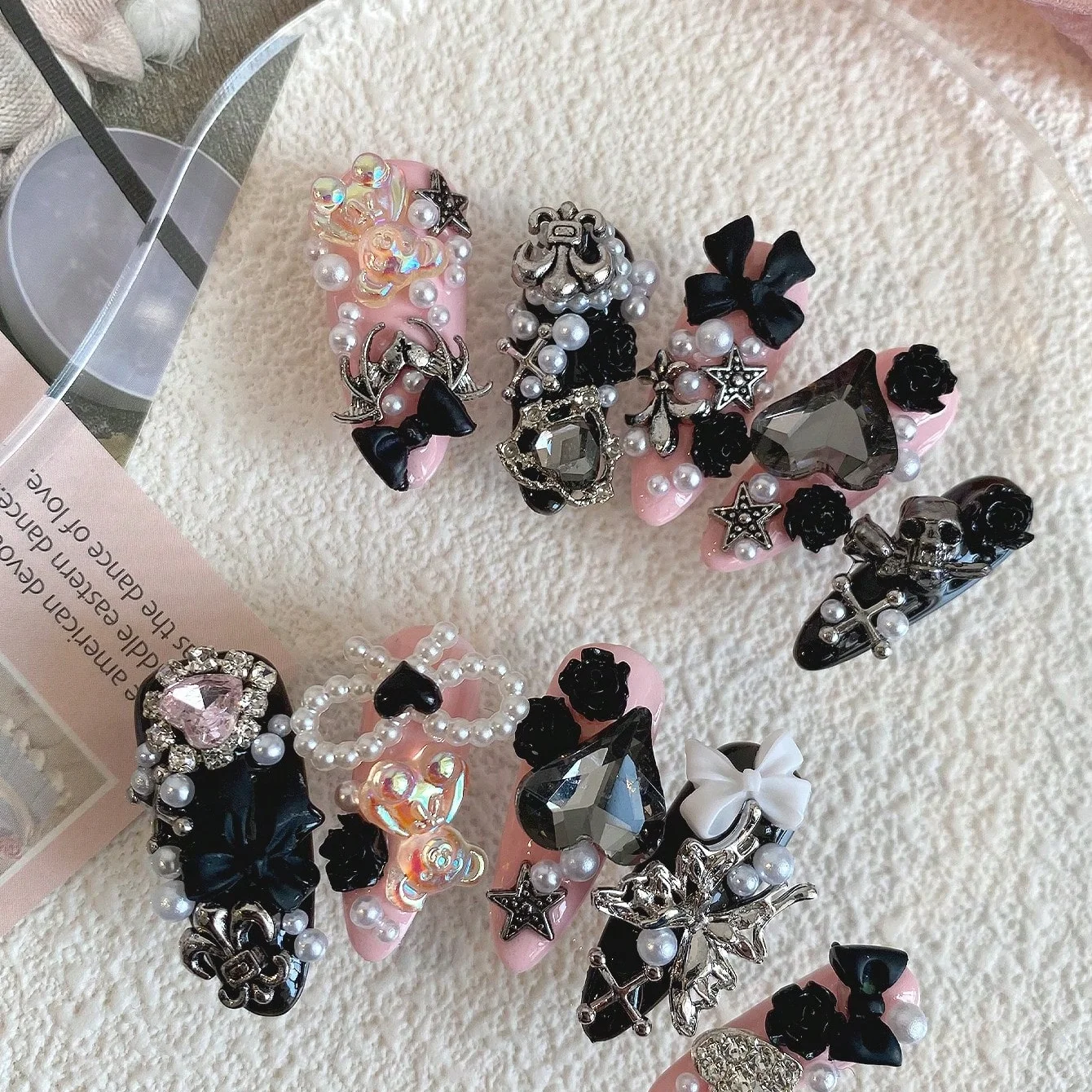 10個入り ロングコフィン ピンクブラック ゴシックローズク - Nail Art Gothic のレビューと価格