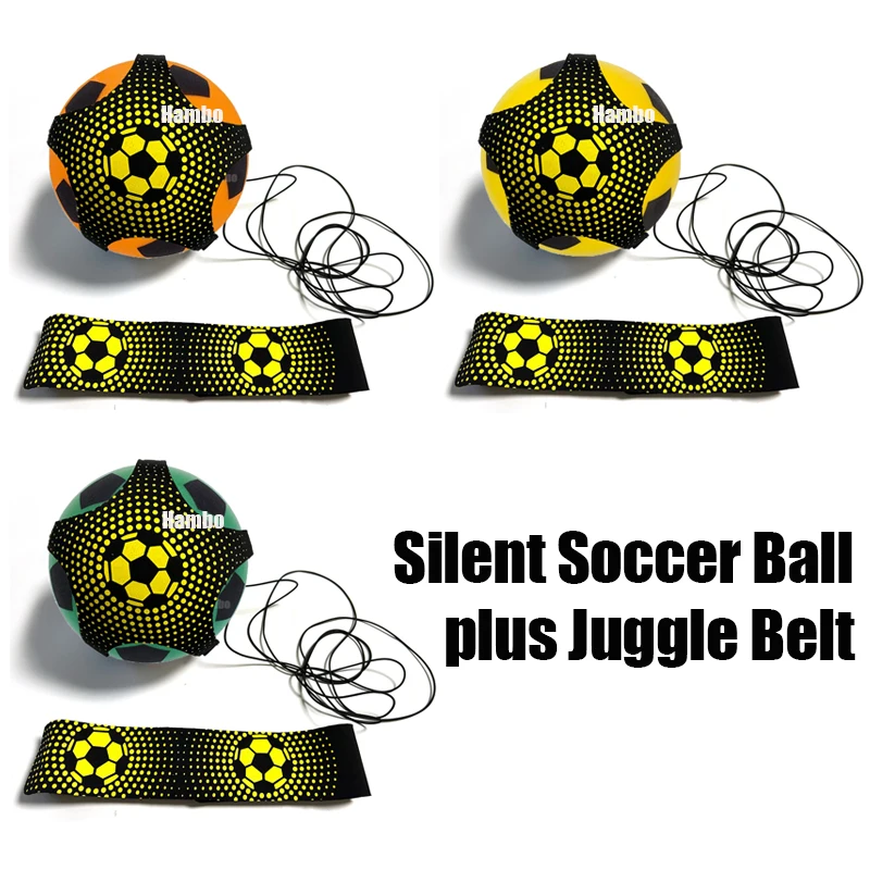 Silent Soccer Ball with Juggle Belt Indoor Sports Practice Silent Ball Foam Ball Size 3/5 Mute Bouncing Football Sports Toy