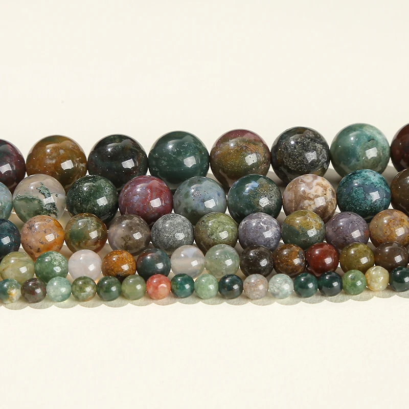 6 8 10mm Indian Agate Natural Stone Beads Round Loose Spacer Beads For Jewelry Making DIY Charm Bracelet Necklace Accessory 15\'\'