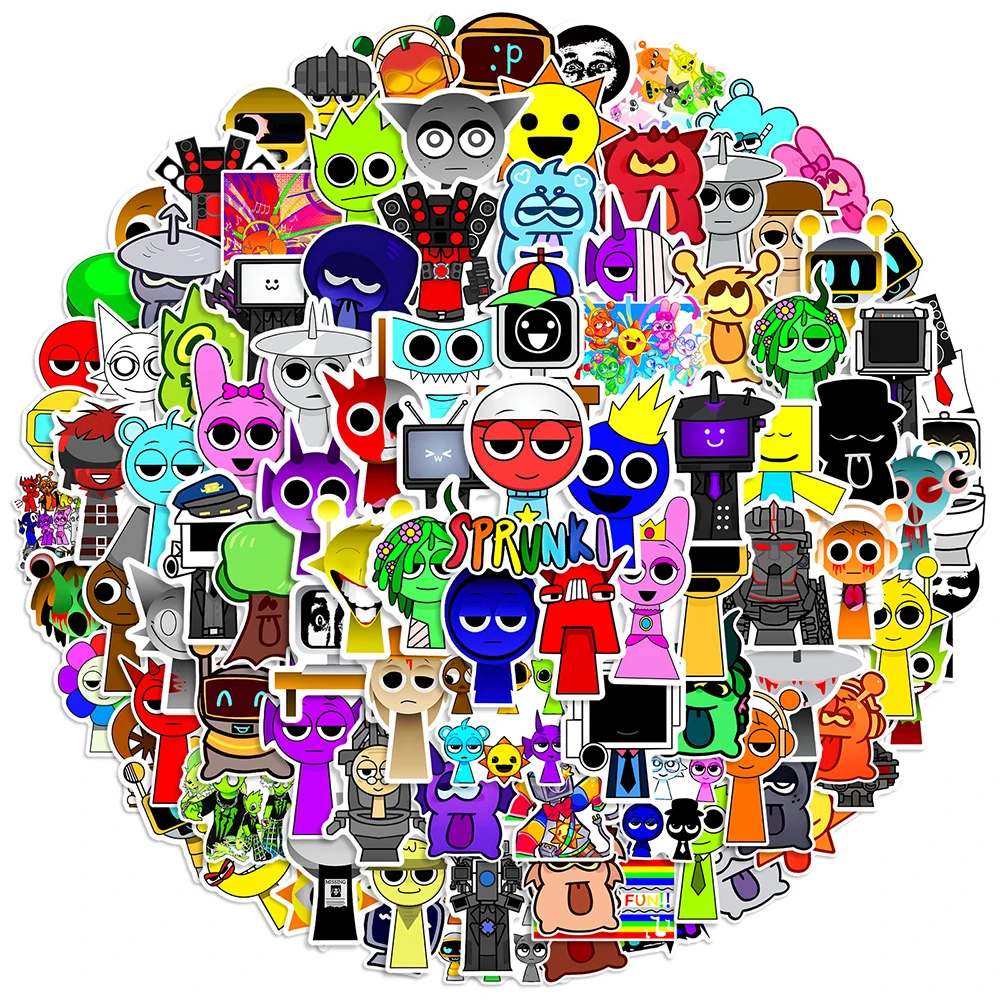 

10/30/50/100pcs Incredibox Sprunki Game Cartoon Stickers Cool Waterproof Graffiti Decals Skateboard Phone Luggage Bike Sticker