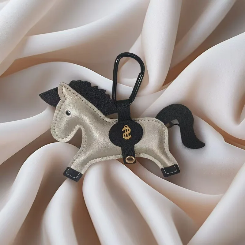 European and American New Pony Leather Car Keychain Pendant Keychain Will Be Rich Soon Bag Pendant Cute Keychain