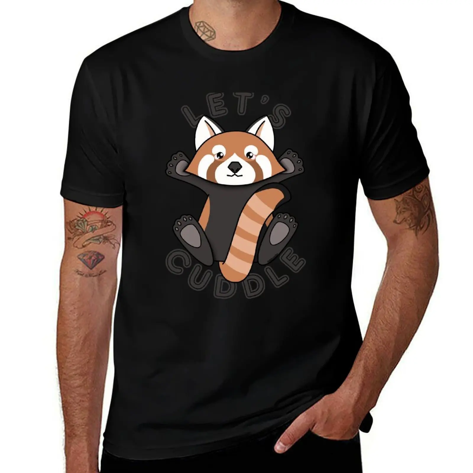 Lets cuddle a cute red panda T-Shirt Soft Durable Cotton T-Shirt