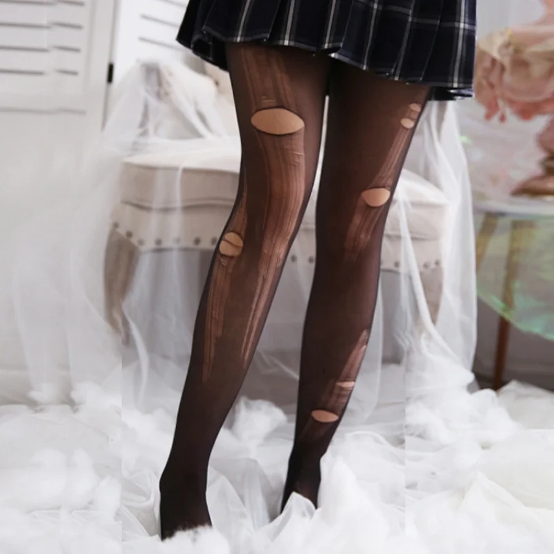 

Summer Shredded Sexy Romper Stockings Disposable Hotel Nightclub Socks Solid Color Thin 8D Simple Dress Shaping