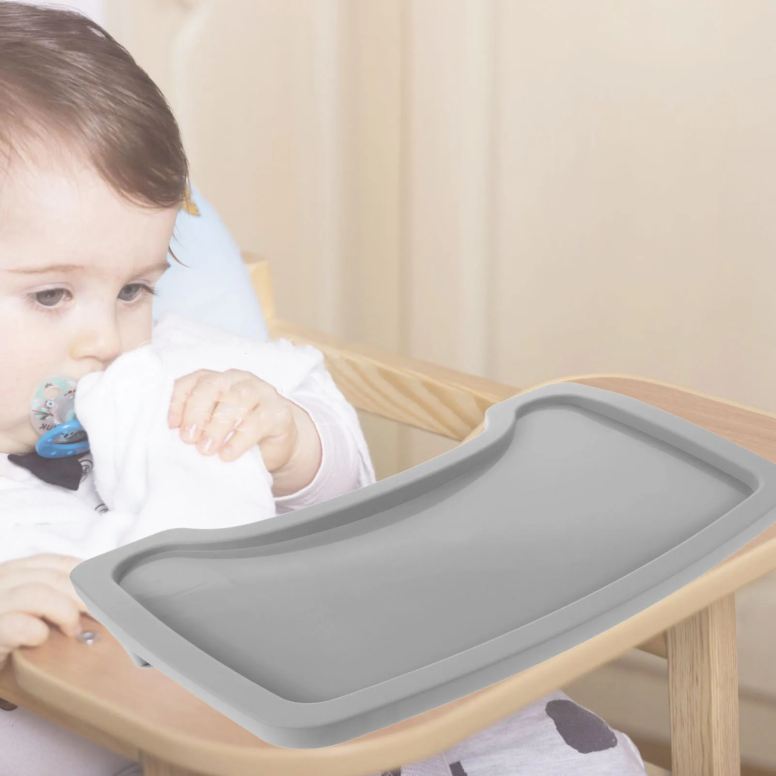 

Baby High Chair Tray Removable Plastic Plate for Diner Stable Support Easy Storage Shallow Gray Food Tray Baby Furniture