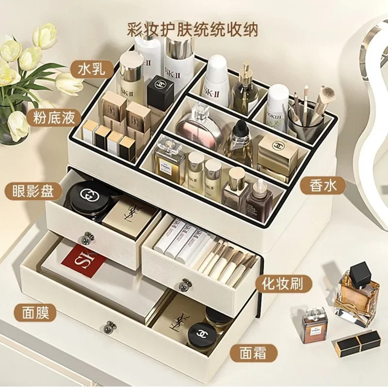 Caja de almacenamiento de cosméticos, cajón de polvo Premium de escritorio, acabado de lápiz labial, productos para el cuidado de la piel, cartucho de cepillo, estante de tocador