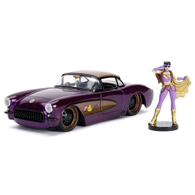 Jada 1:24 Violet Chari 1957 Muscle Scale Diecast Alloy Cat Girl And Car Model Metal Car Collection Display Decorations