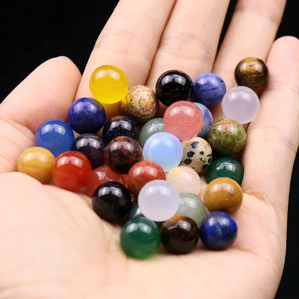 10Pcs 10mm Natural Gemstone Sphere Mini Polished Healing Crystal Ball Reiki Quartz Collections Home Decoration