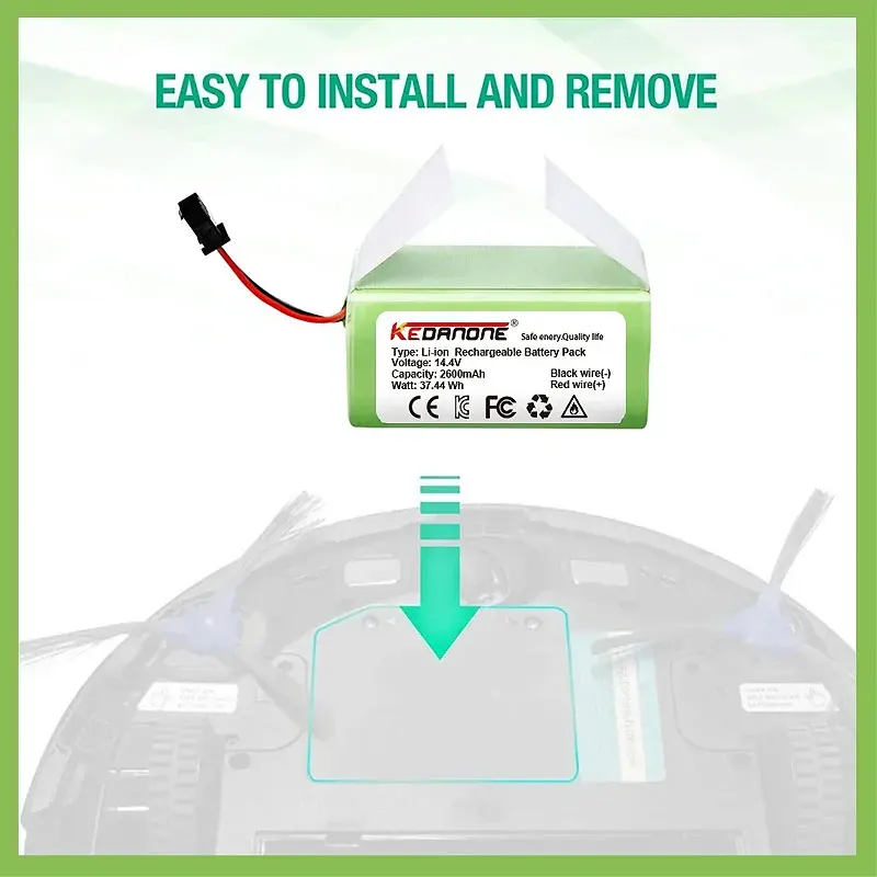 Replacement 14.4V/3500mAh Li-ion Battery for Cecotec Conga 950/990/1090 | Compatible with Ecovacs Deebot 601/605, Eufy 35C