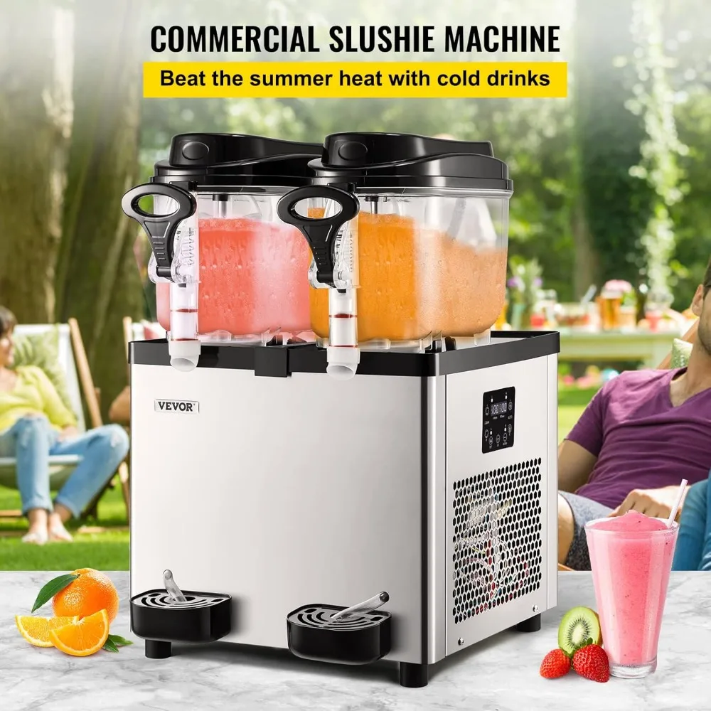 Commercial Slushy Machine, 6 L x 2 Tanks 50 Cups, 700W 110V, Stainless Steel Margarita Smoothie Frozen Drink Maker, Perfect