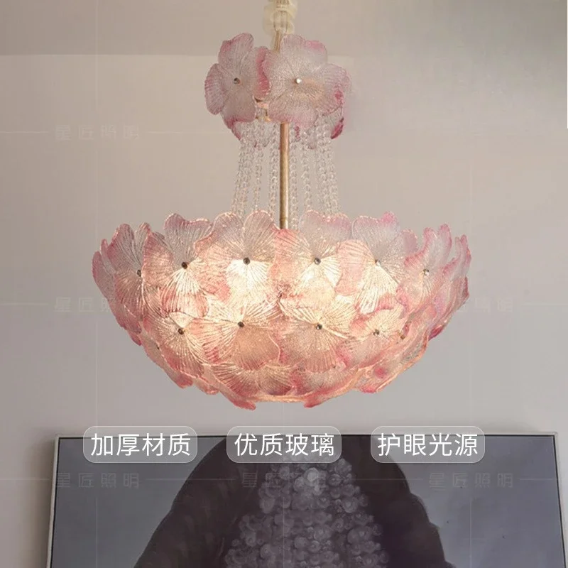 Nordic cream windshield chandelier living room bedroom dining room light lily of the valley pastoral ins wind style chandelier