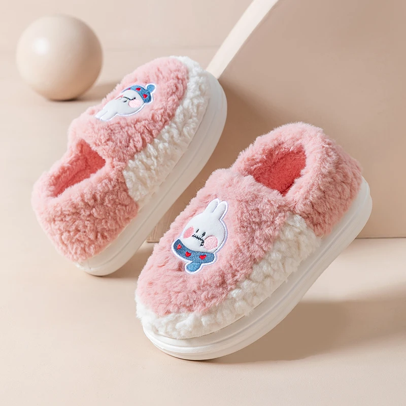 House Warm Soft Plush Winter Shoes Woman Men Indoor Slippers Anti-slip Slip-on Multi-Style Cute Rabbit Cartoon Fluffy Slippers