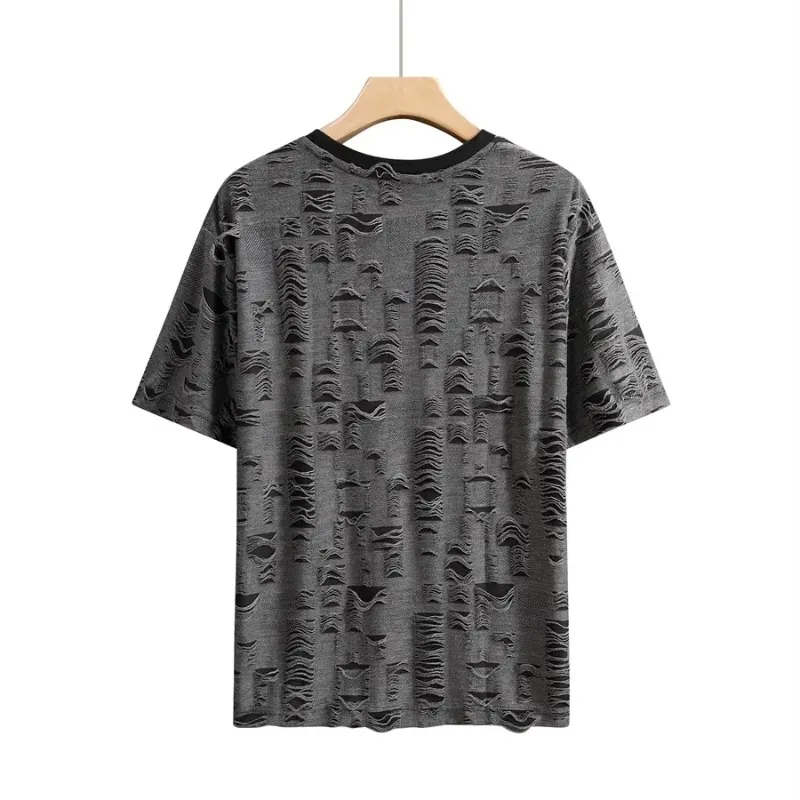 2024 Summer Men's Cotton T-shirt Harajuku Street Open Hip Hop T-shirt Men's Retro Casual Top