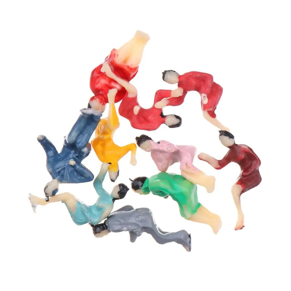 10pcs 1:87 Scale Model Building People Figures Different Poses Mixed Color Passengers Stand/Sit People Model Train Scenery ABS