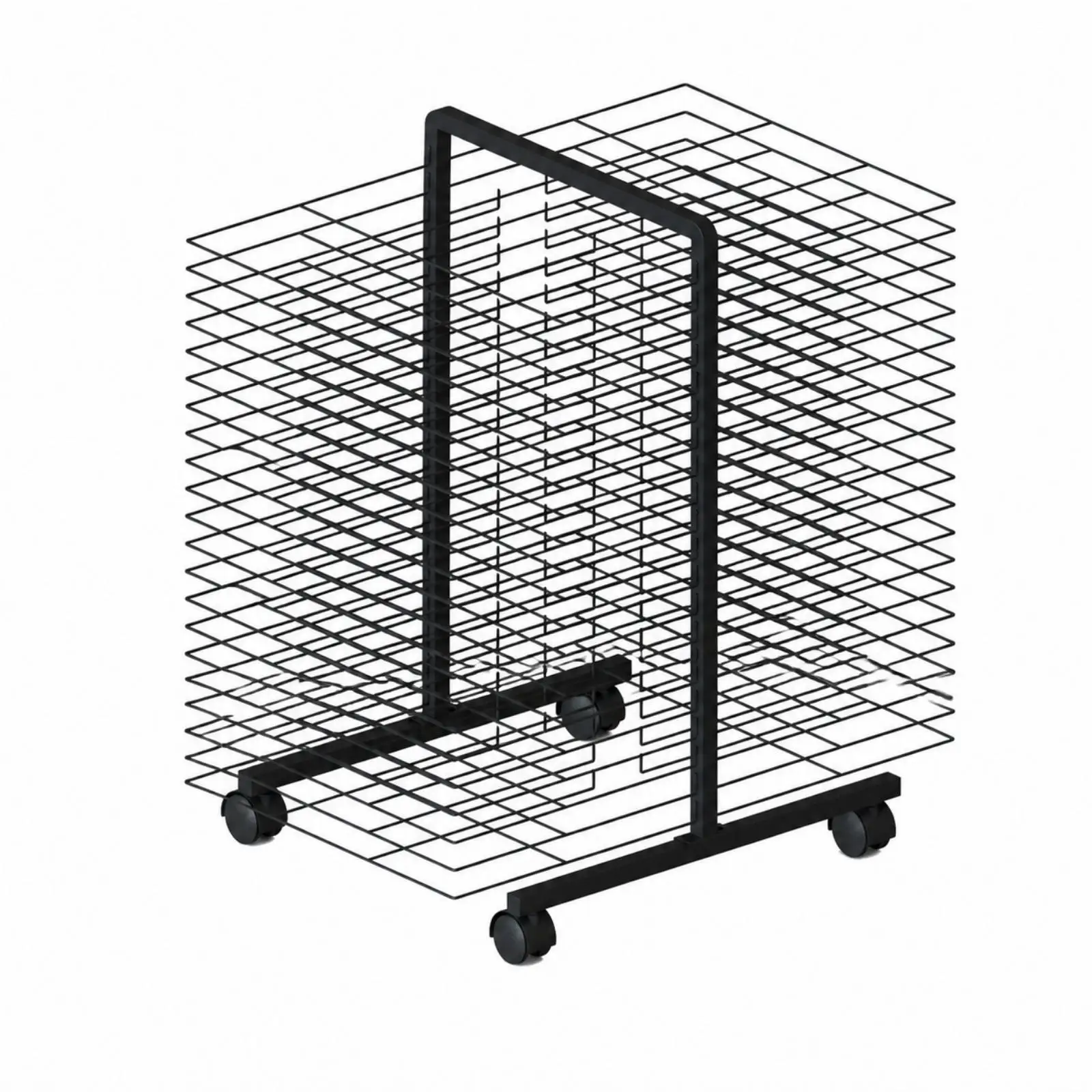 Single Side Art Easel Iron Wire Drying Rack on Wheels for Wet Paintings and A3 Paper Flat Storage Studio