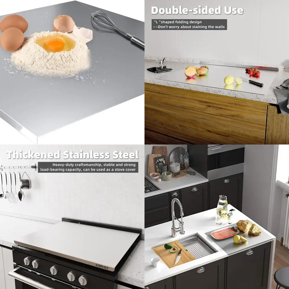 

Stainless Steel Kitchen Cutting Boards with Lip, Food Grade 304, Ideal for Meat, Fruits, Baking, 15.7 x 19.7