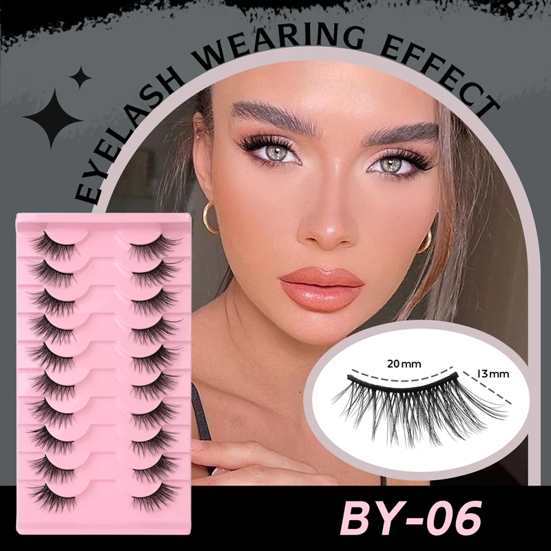 10 Pairs Half Eyelashes Natural New Faux Mink Cat Eye Lash Wispy Fluffy Soft False Lash Extension Makeup Tool