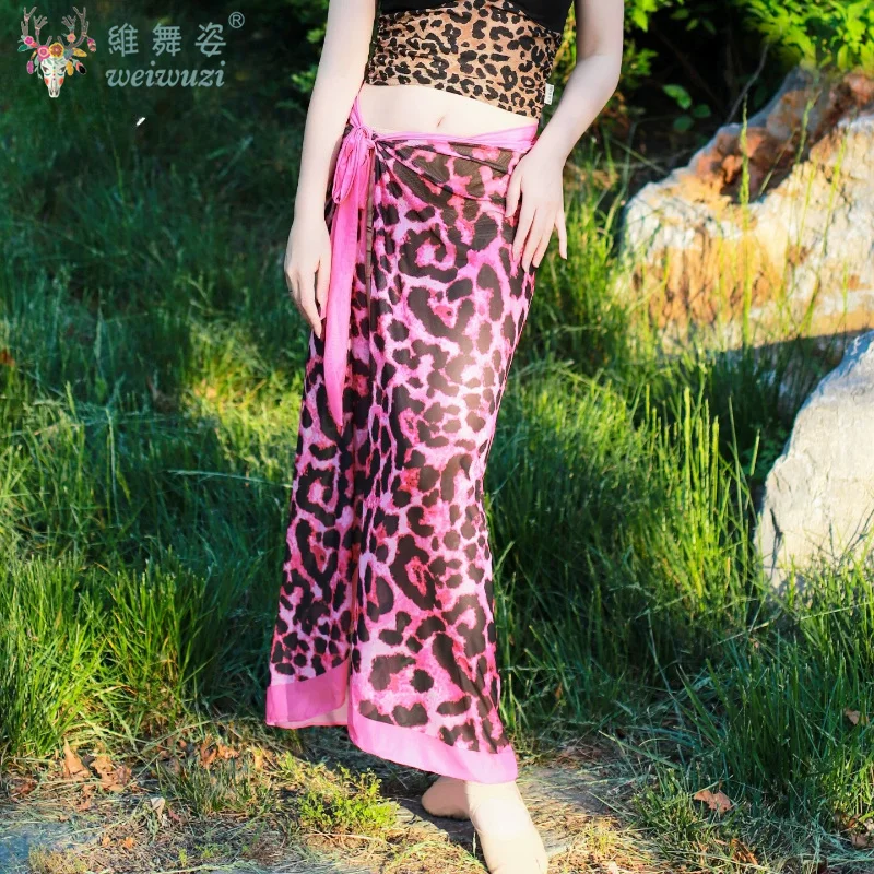 Belly Dance Costume Skirt for Women Split Printed Long Skirt Adult Oriental Belly Dancing Practice Wear Clothing Thin Wrap Skirt