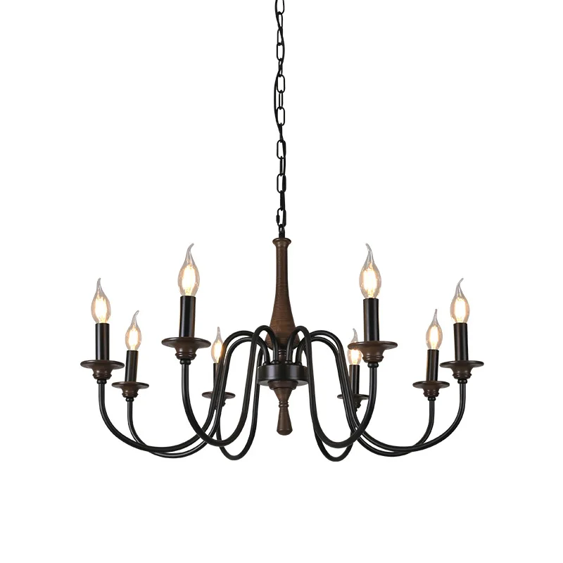 

French retro all-copper living room candle chandelier light luxury crystal Nanyang wind dark master bedroom dining light