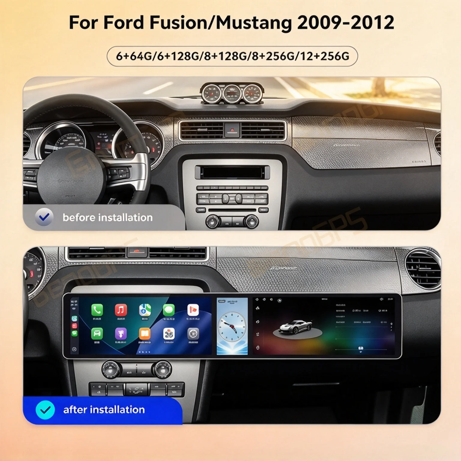 Radio Tape Recorder 12.3 Inch Combined Screen For Ford Fusion / Mondeo 2009-2012 Android 15 GPS Navigation Car Multimedia Player