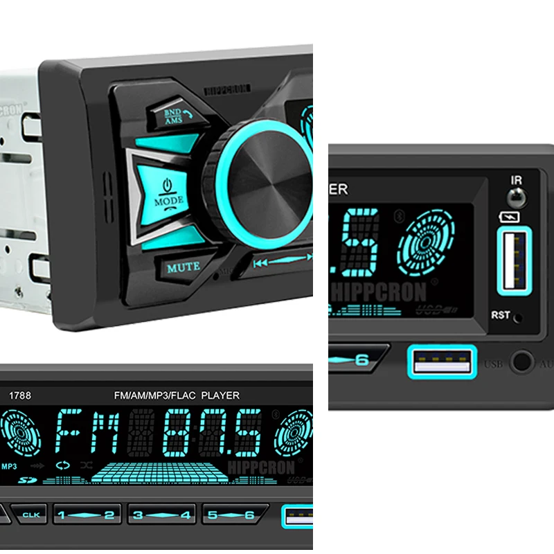 Hippcron Car Radio 1din Srereo MP3 Player Bluetooth FM Receiver With Remote Control AUX/USB/TF Support Phone Charging