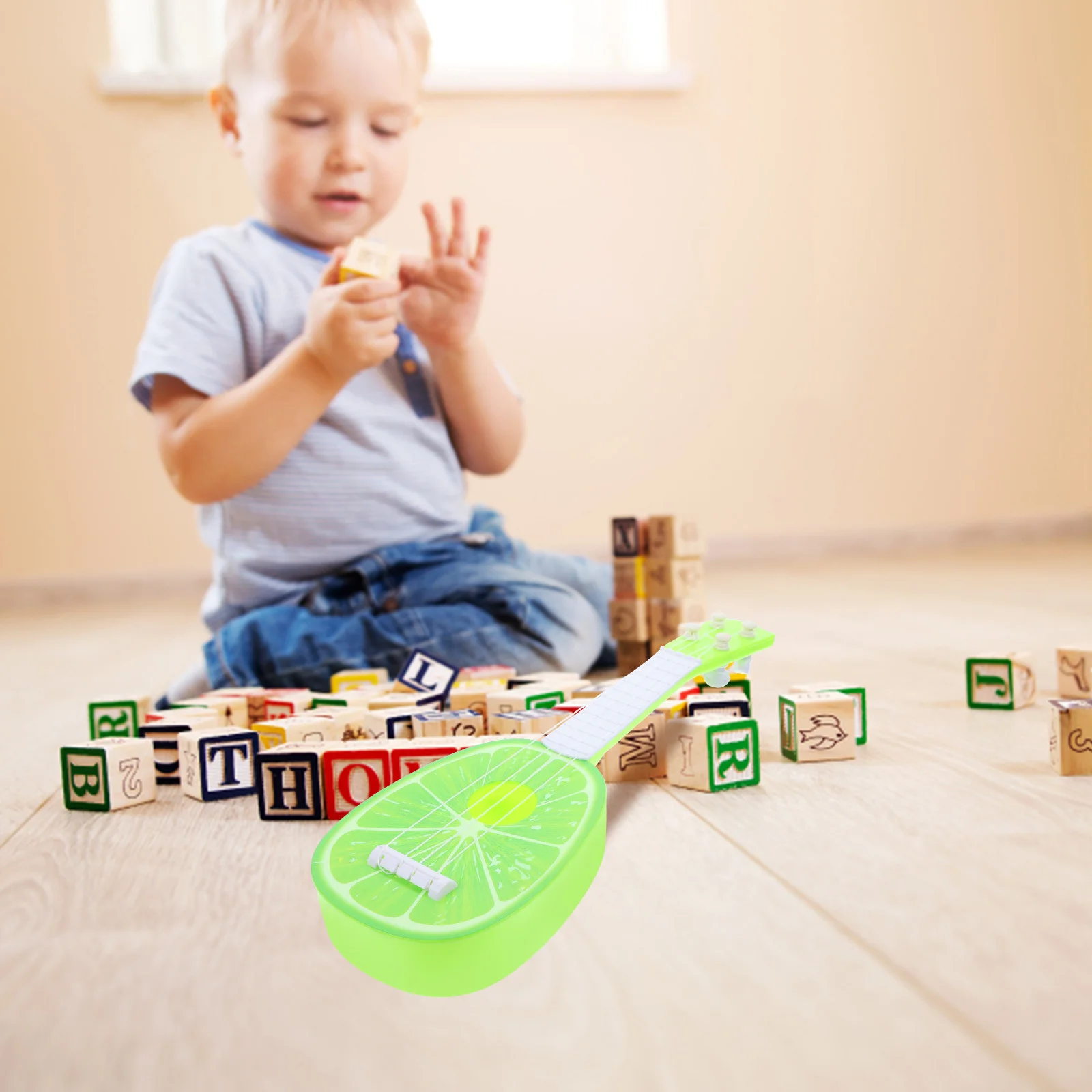 2 szt. Miniaturowe instrumenty muzyczne - gitary dla dzieci, zabawki edukacyjne dla najmłodszych, gitary dziecięce