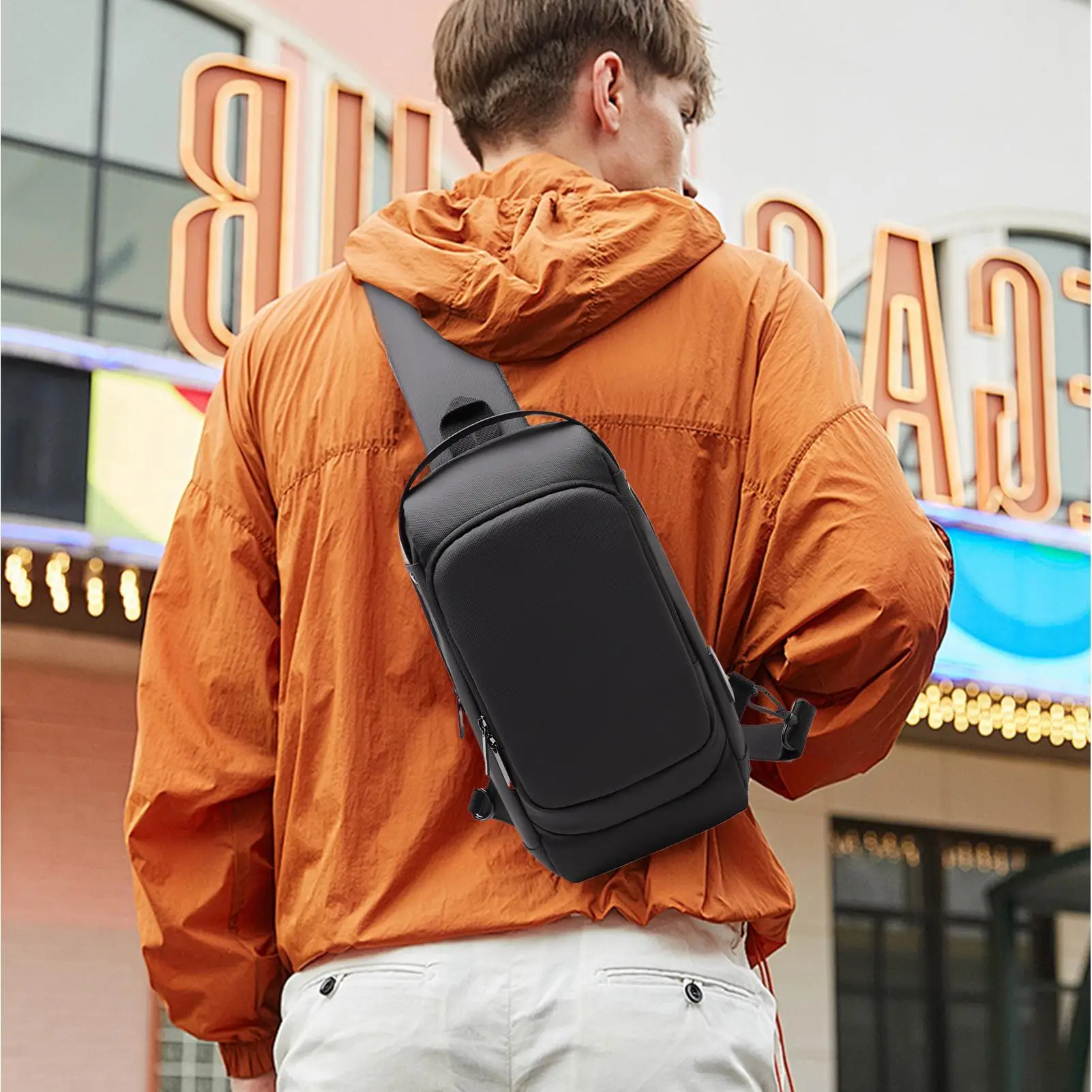 

Travel Sling Bag Stylish College Daypack Travel Anti-theft Pack With USB Charging Port Large Capacity Shoulder Daypack For