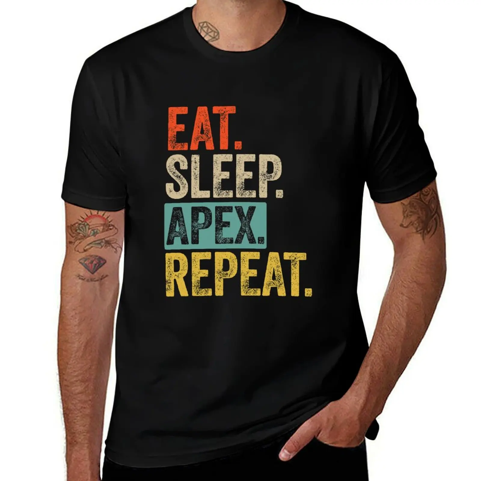 Eat sleep apex legends repeat retro vintage T-Shirt cotton t-shirt plain for man package T-Shirt