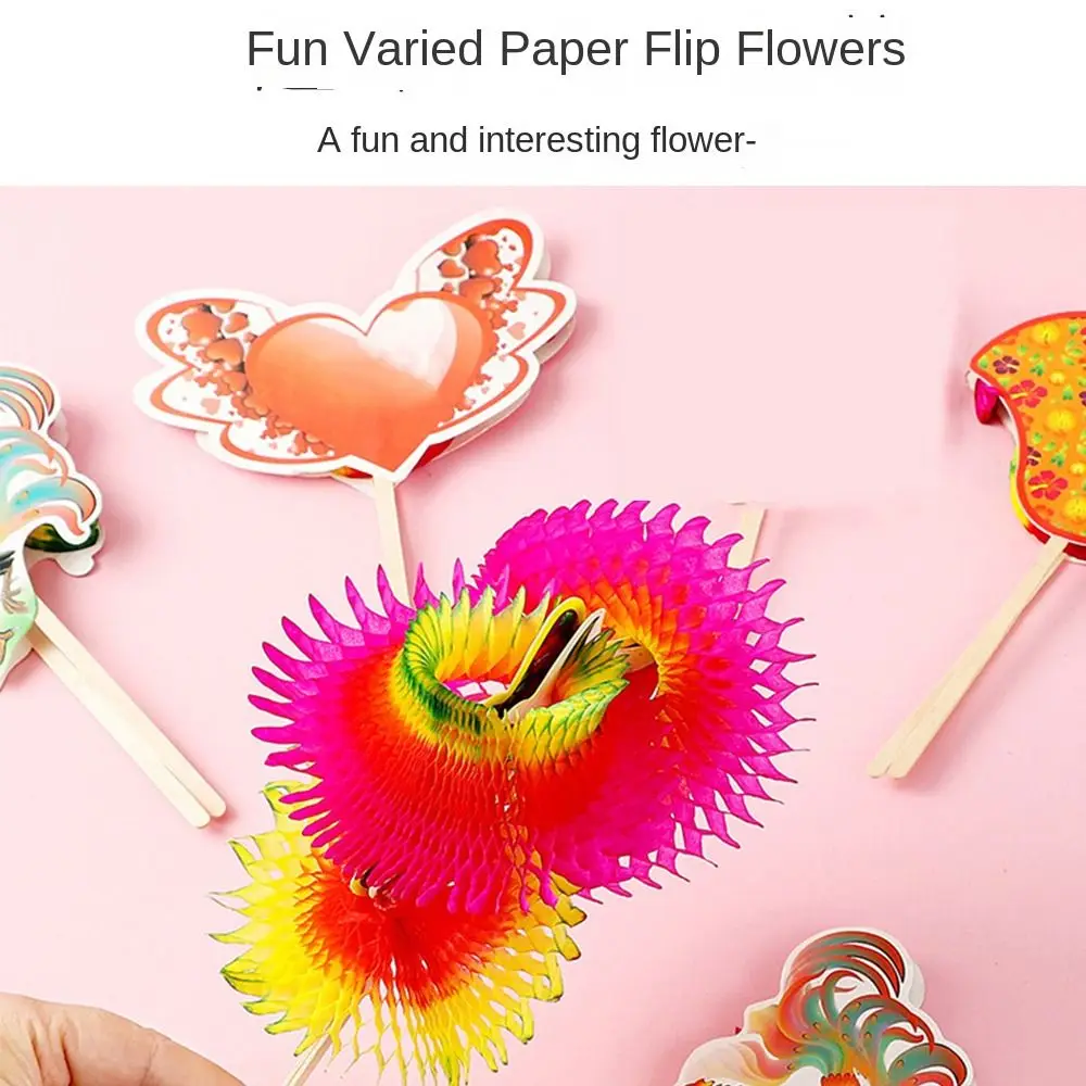 Handmade Eighteen Changes Chinese Paper Flipping Toys Variety of Flip Folk Art Paper Toy Festive Hand Flip Flowers Creativity