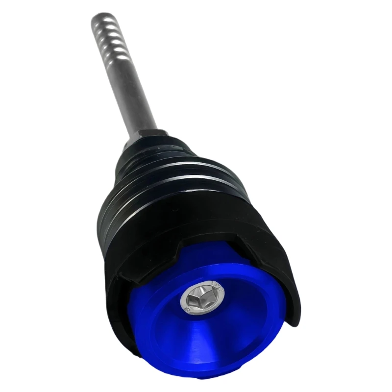 Aluminum Motorcycle Engine Dipstick with Anodized Finish, Threaded Mounting Body and Top 6-Sided Tool