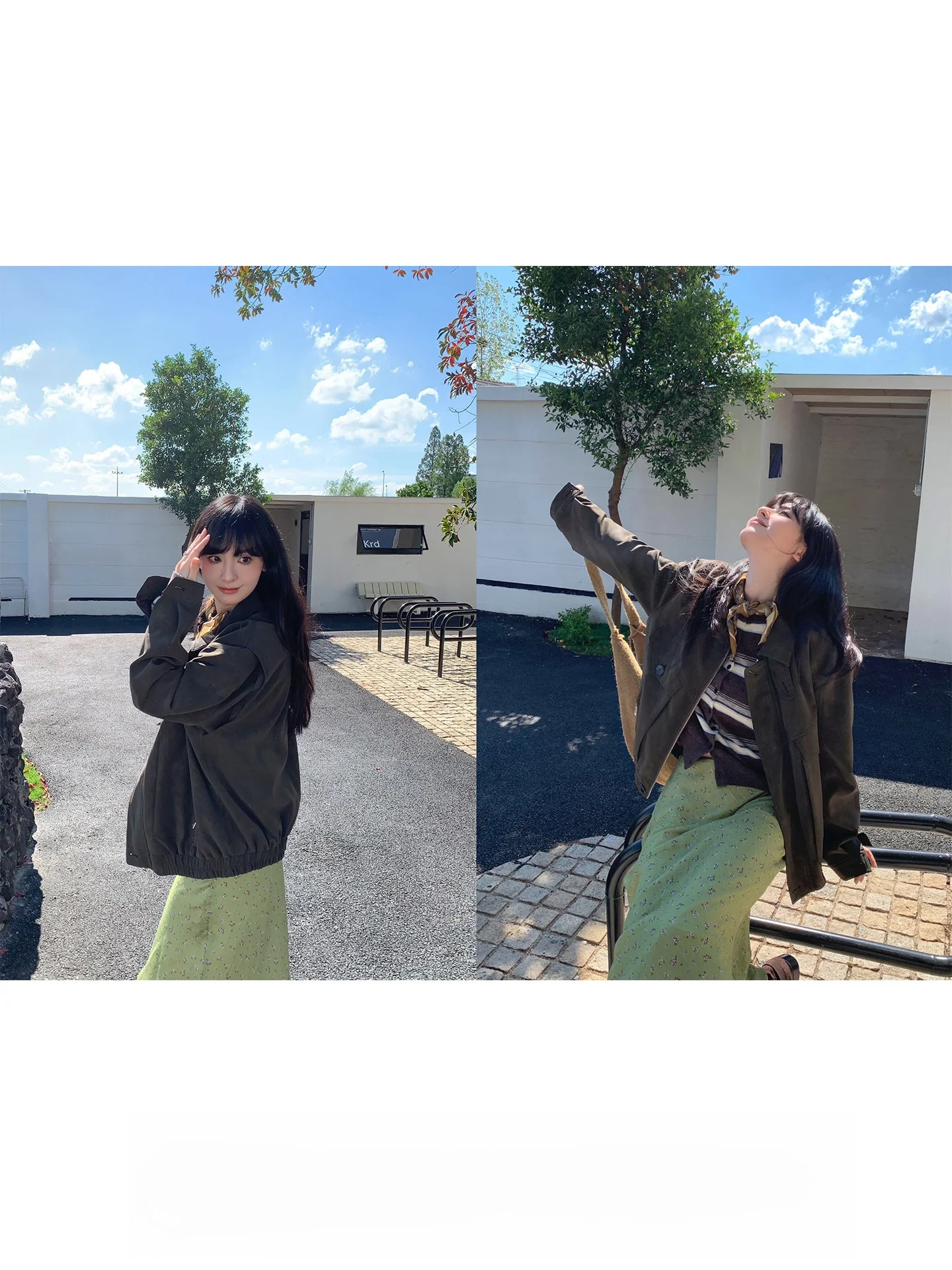 

Casual Sle Diamond PU Leather Long Sve Jaet Women's Loose Fit Versatile Outerwear Slimming Effect Daily Wear