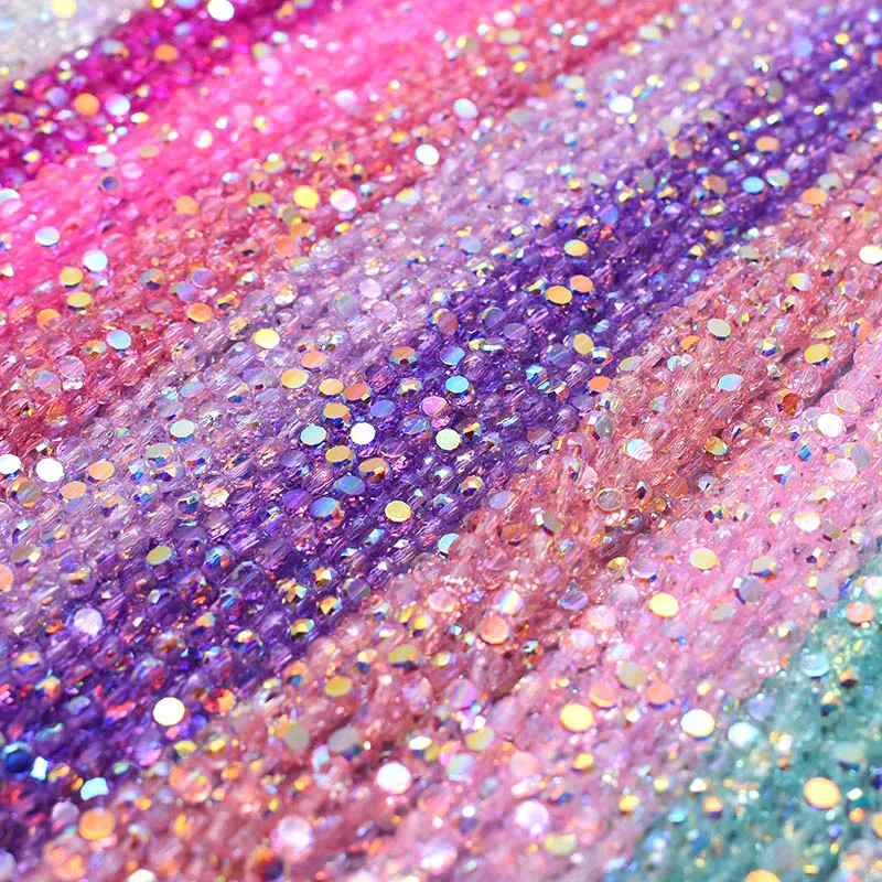 Image of Farbige 142 Stück/Strang 4mm flache, runde, facettierte Kristallglasperlen, scheibenförmige lose Perlen für die Schmuckherstellung, DIY Armband, Ohrringe