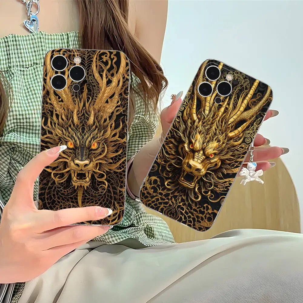 

Чехол для мобильного телефона East Orient Dragon для iPhone 16, 15, 14, 13, 12, 11 X XR XS 8 6 Pro Max Plus, мини-прозрачный цветной принт, красивый