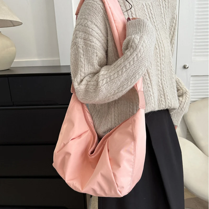 Casual Nylon Hobos Crossbody Bag for Women Shoulder Bag Large Capacity Messenger Bag Lady Travel Shopper Tote Trend Dumpling Bag