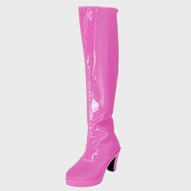 Anime OSHI NO KO Hoshino Ai Cosplay Shoes Adult Women Girls High Heel Pink PU Leather Boots Halloween Prop Accessories