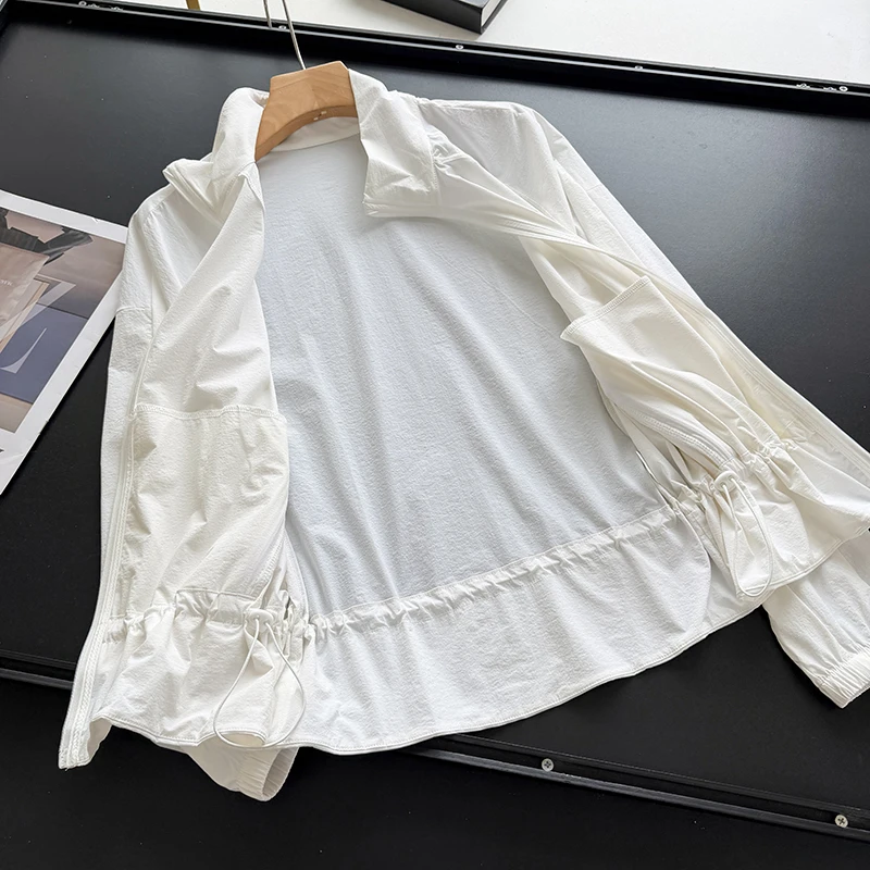 Outdoor Sports UV Protection Clothing Lightweight Breathable Ice Sensation Windbreaker Short Jacket Women's High Waist Type