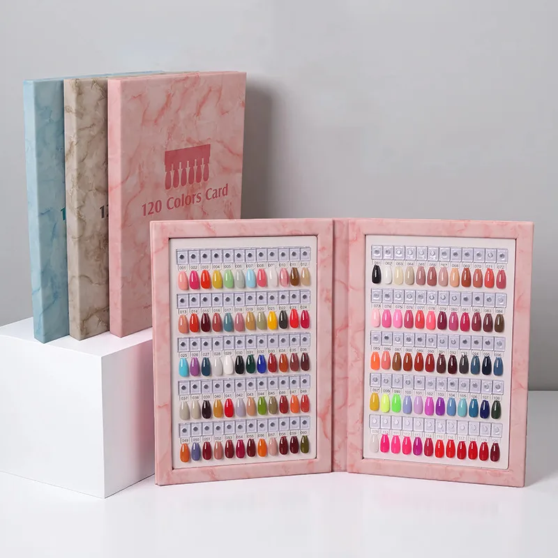 

120 цветов, цветная карта для ногтей из искусственной кожи, книга для дизайна ногтей, магнитная присоска, книга для демонстрации ногтей, съемная тестовая пластина для накладных ногтей