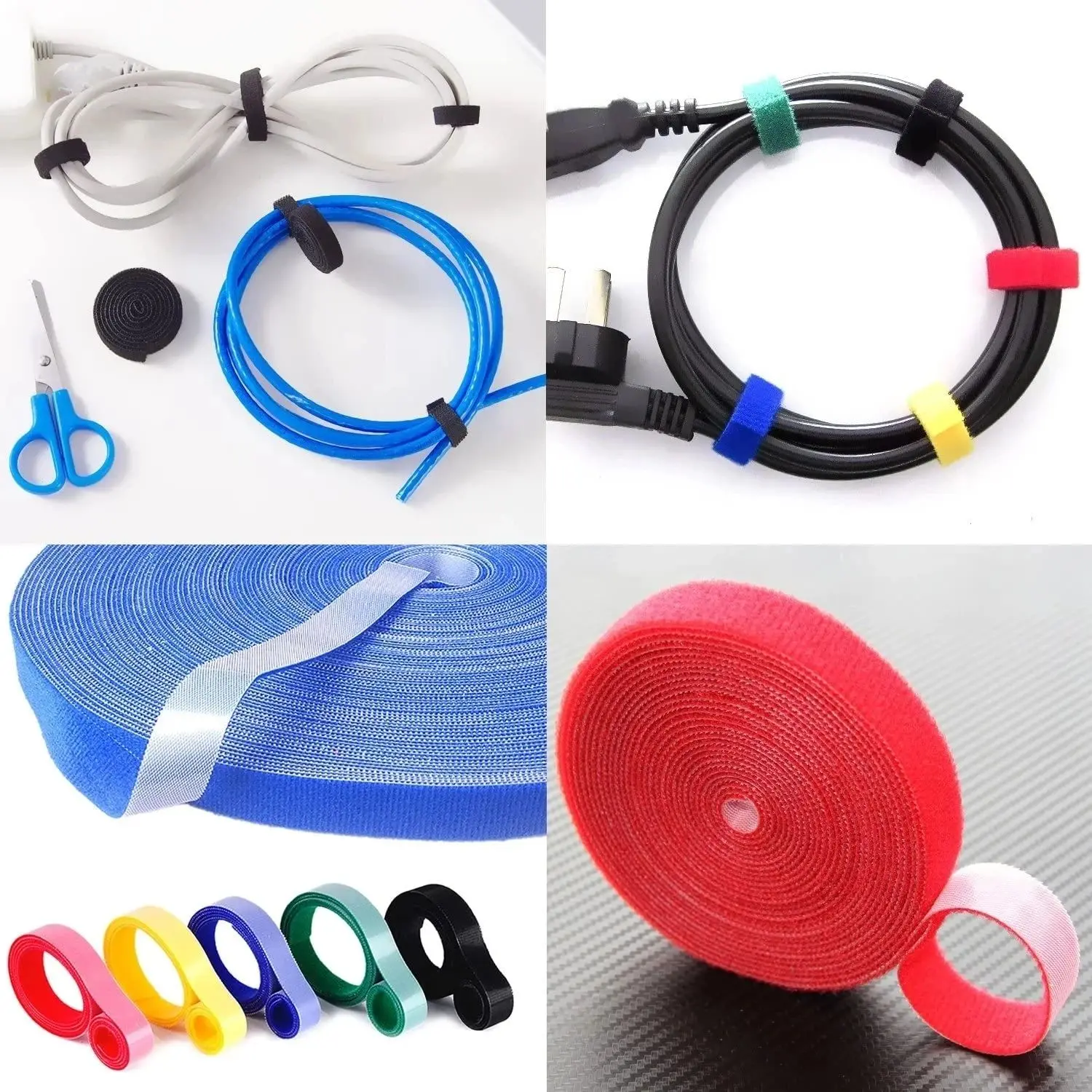 5m/roll Cable Ties Holder Self Adhesive Fastener Tape Reusable Double Side Hook Loop Cable Tie Wires Storage Management Straps