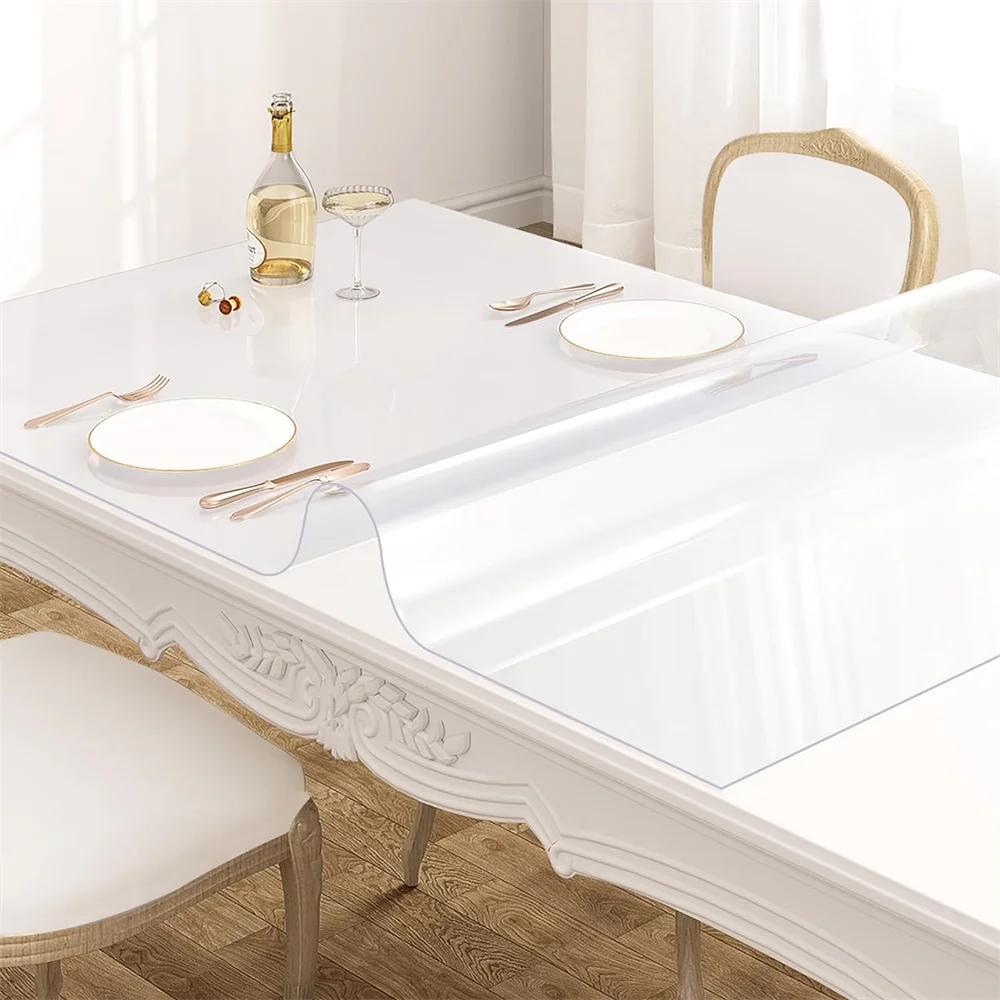 Soft Glass Table Cloth soft PVC Transparent Tablecloth Waterproof Rectangular Table Cover Pad Kitchen Oil-Proof Table Mat